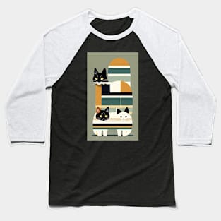 Striped Whisker Whimsy: Abstract Feline Elegance Baseball T-Shirt